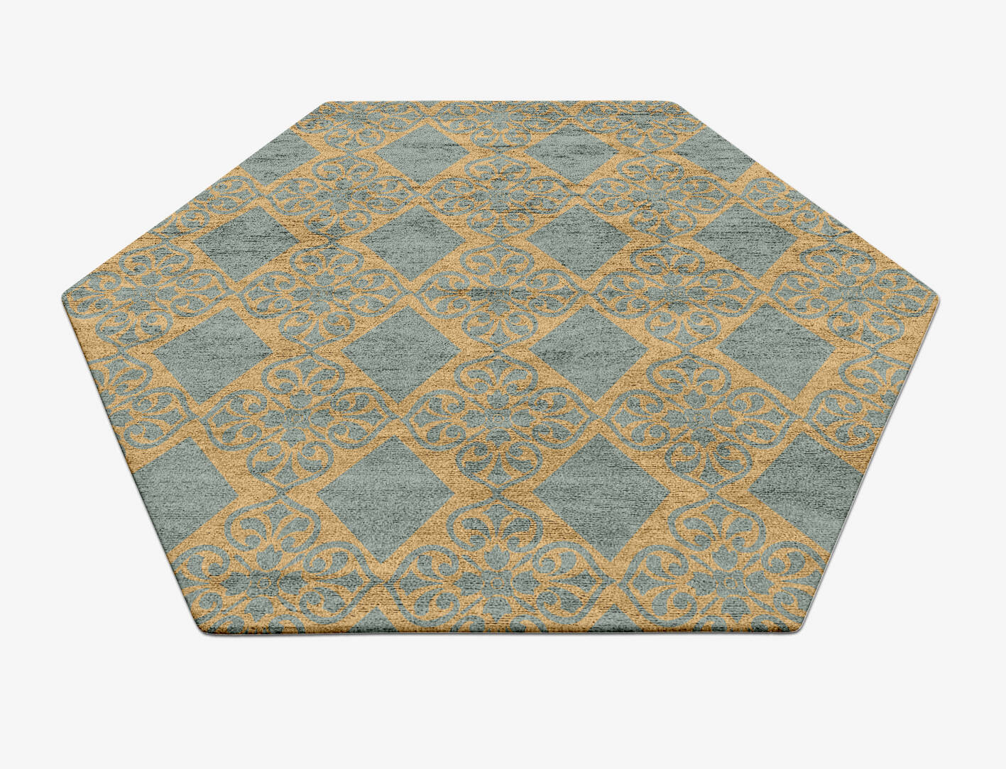 Nadine Blue Royal Hexagon Hand Tufted Bamboo Silk Custom Rug by Rug Artisan