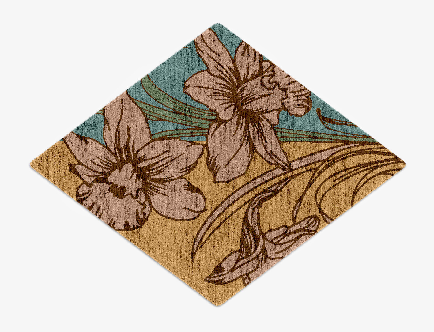 Narcissus Field of Flowers Diamond Hand Knotted Bamboo Silk Custom Rug by Rug Artisan