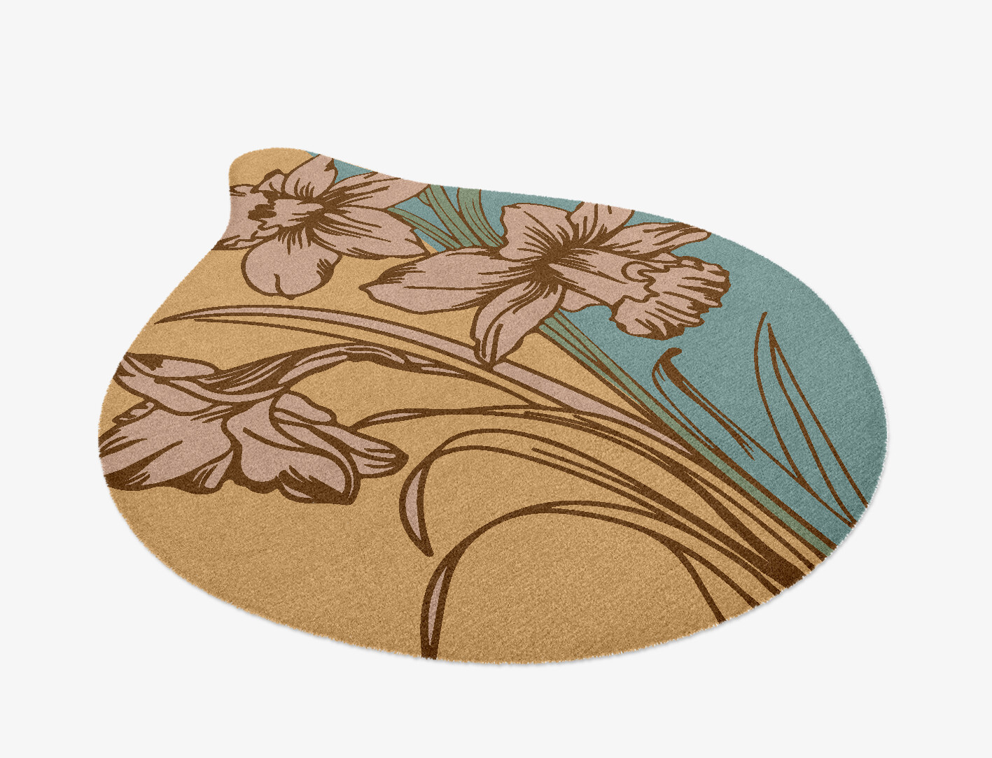 Narcissus Field of Flowers Drop Hand Knotted Tibetan Wool Custom Rug by Rug Artisan