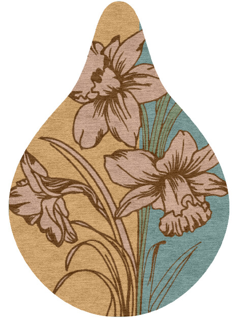 Narcissus Field of Flowers Drop Hand Knotted Tibetan Wool Custom Rug by Rug Artisan