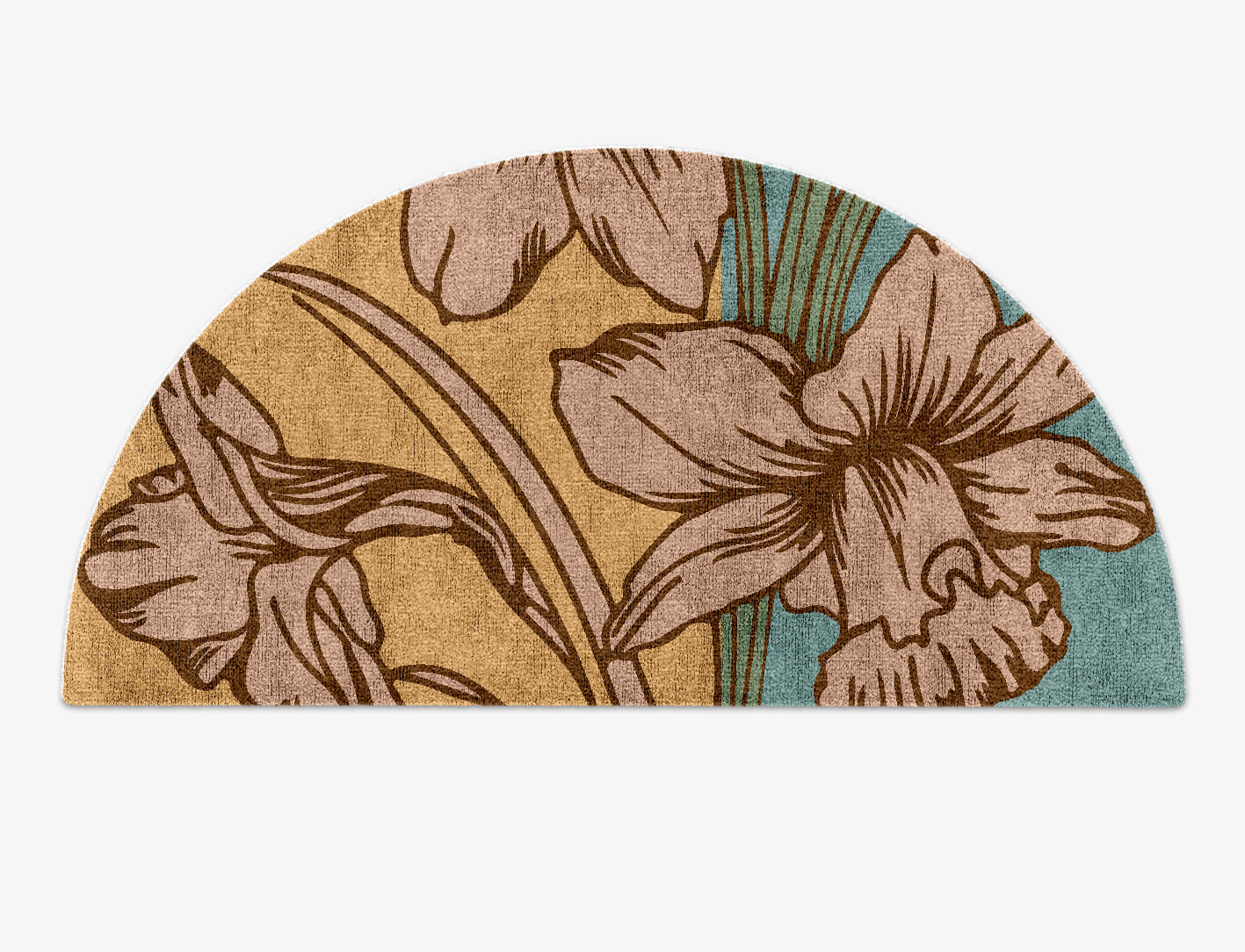 Narcissus Field of Flowers Halfmoon Hand Knotted Bamboo Silk Custom Rug by Rug Artisan