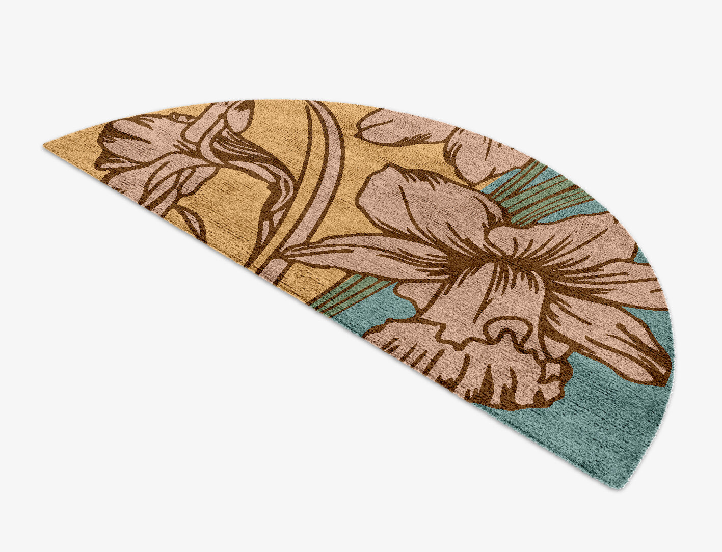 Narcissus Field of Flowers Halfmoon Hand Knotted Bamboo Silk Custom Rug by Rug Artisan
