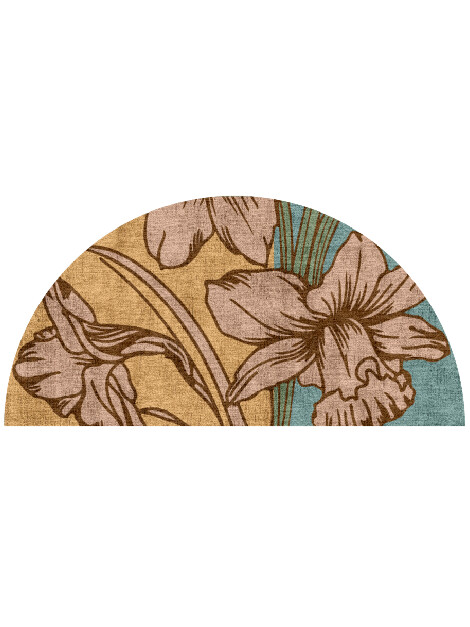 Narcissus Field of Flowers Halfmoon Hand Knotted Bamboo Silk Custom Rug by Rug Artisan