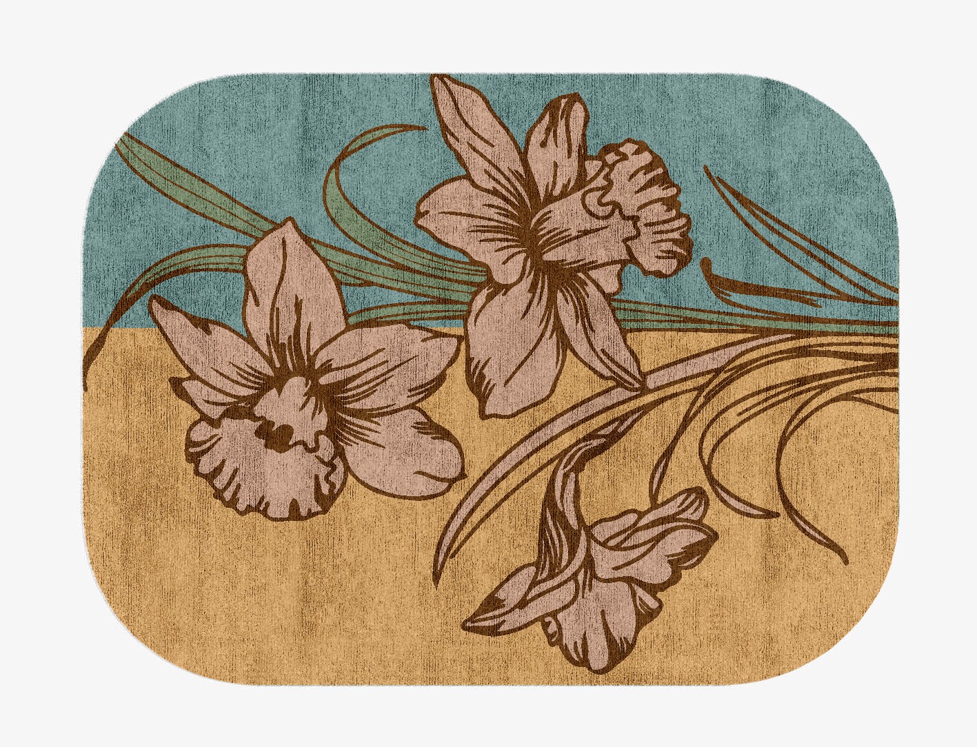 Narcissus Field of Flowers Oblong Hand Knotted Bamboo Silk Custom Rug by Rug Artisan