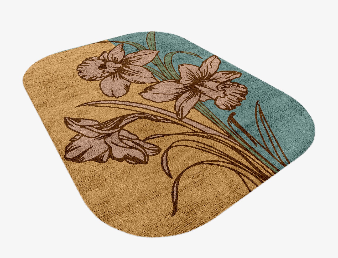 Narcissus Field of Flowers Oblong Hand Knotted Bamboo Silk Custom Rug by Rug Artisan