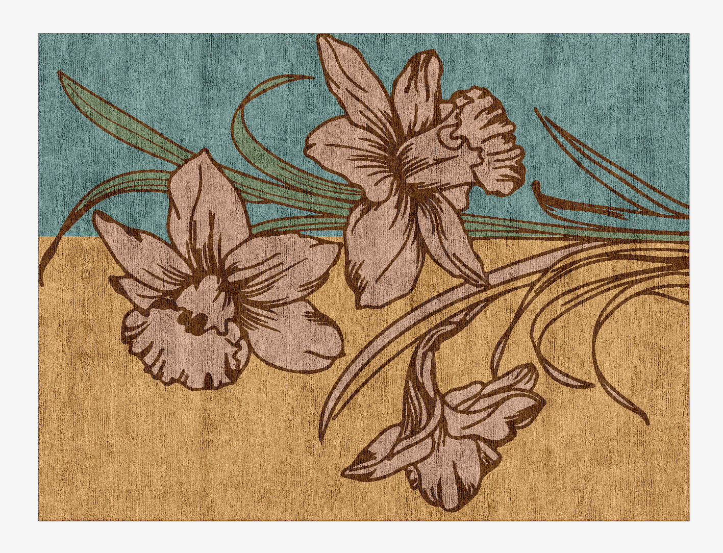 Narcissus Field of Flowers Rectangle Hand Knotted Bamboo Silk Custom Rug by Rug Artisan