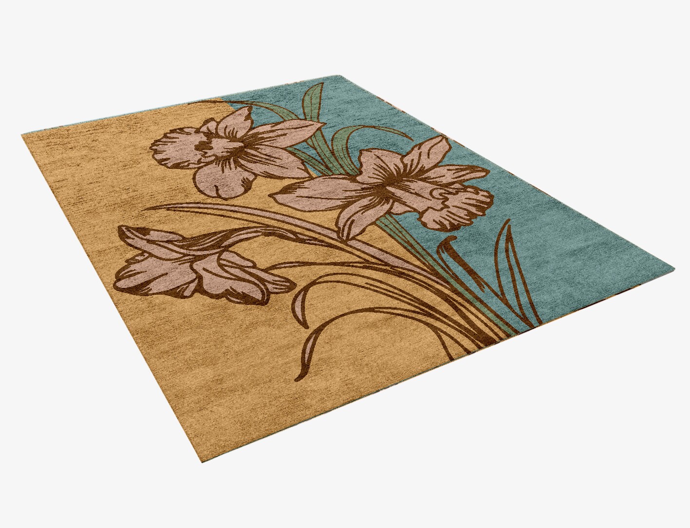 Narcissus Field of Flowers Rectangle Hand Knotted Bamboo Silk Custom Rug by Rug Artisan