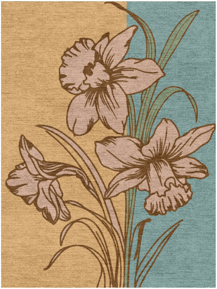 Narcissus Field of Flowers Rectangle Hand Knotted Tibetan Wool Custom Rug by Rug Artisan