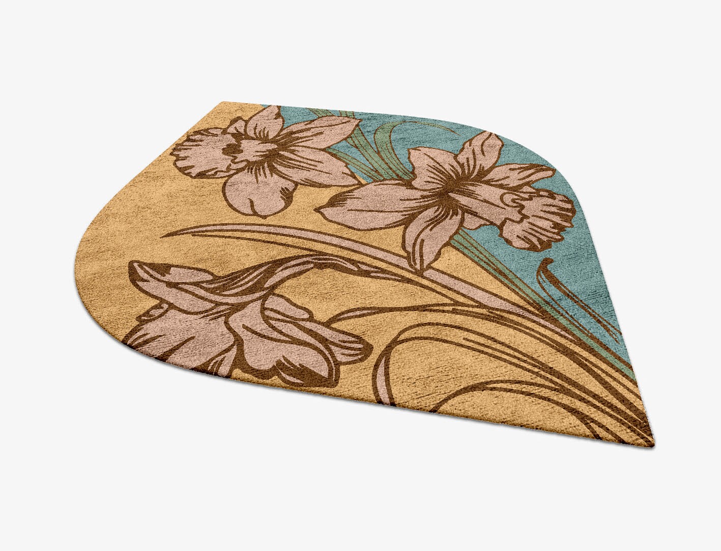 Narcissus Field of Flowers Ogee Hand Tufted Bamboo Silk Custom Rug by Rug Artisan