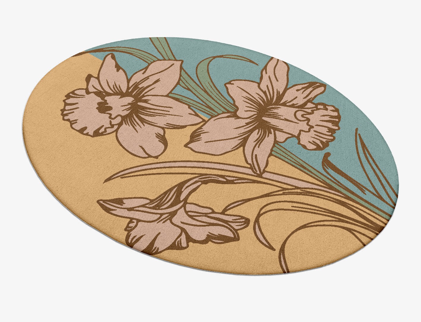 Narcissus Field of Flowers Oval Hand Tufted Pure Wool Custom Rug by Rug Artisan