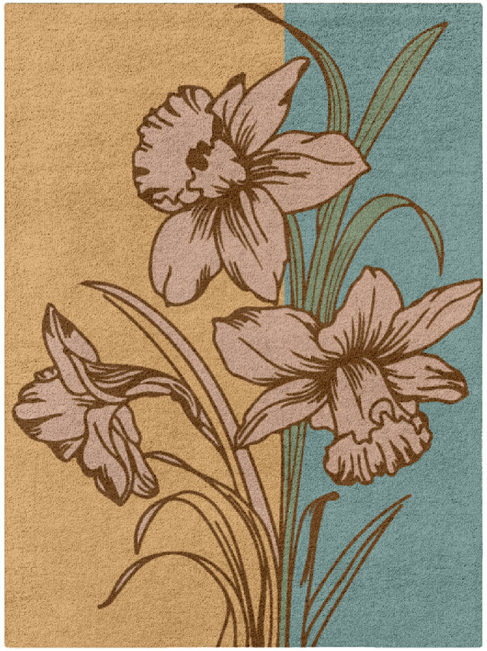 Narcissus Field of Flowers Rectangle Hand Tufted Pure Wool Custom Rug by Rug Artisan