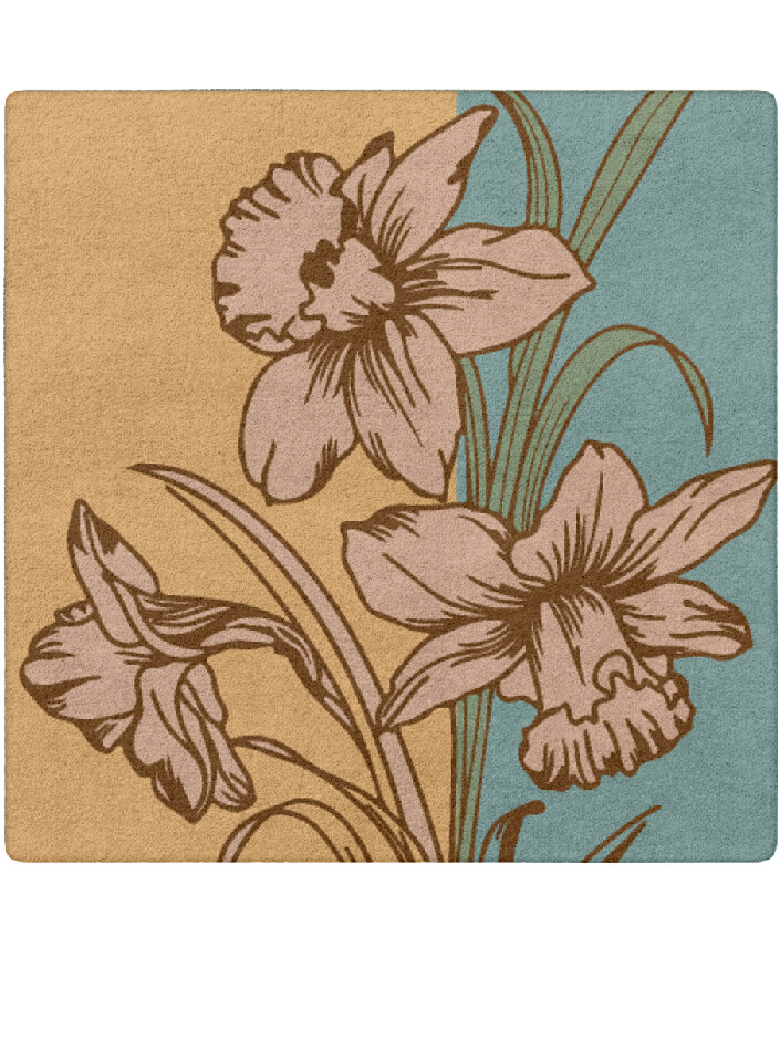 Narcissus Field of Flowers Square Hand Tufted Pure Wool Custom Rug by Rug Artisan