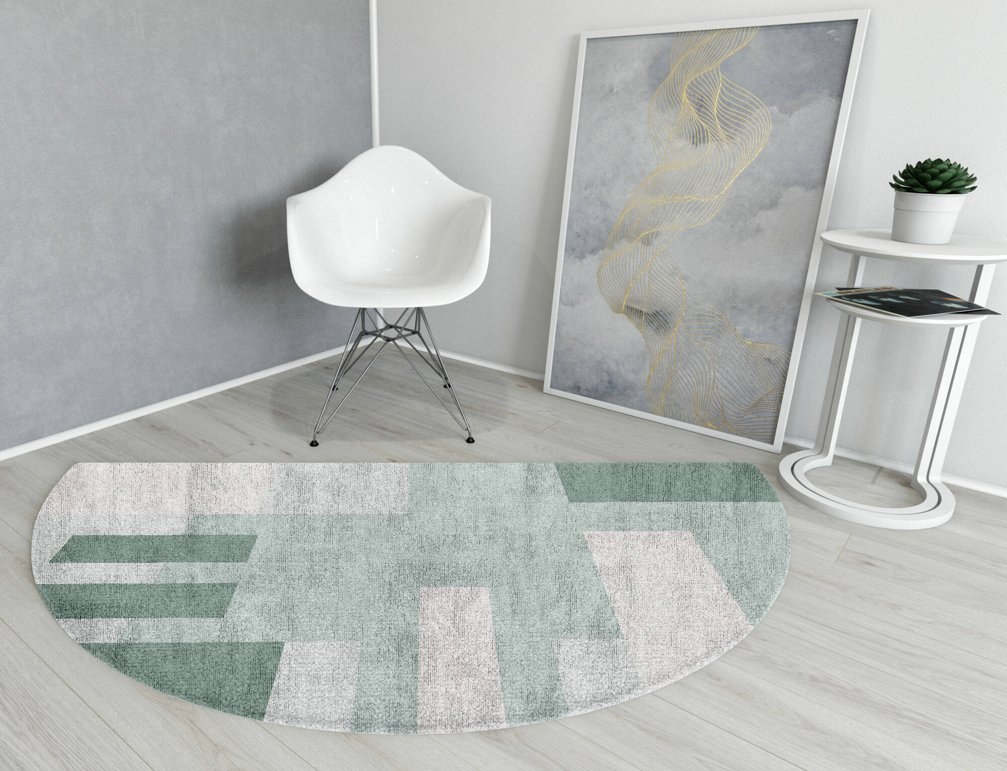 Naz  Halfmoon Hand Knotted Bamboo Silk Custom Rug by Rug Artisan