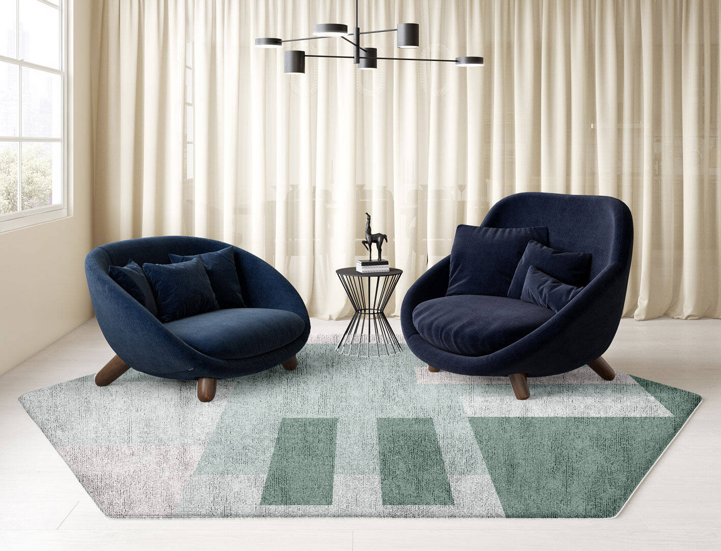 Naz  Hexagon Hand Knotted Bamboo Silk Custom Rug by Rug Artisan