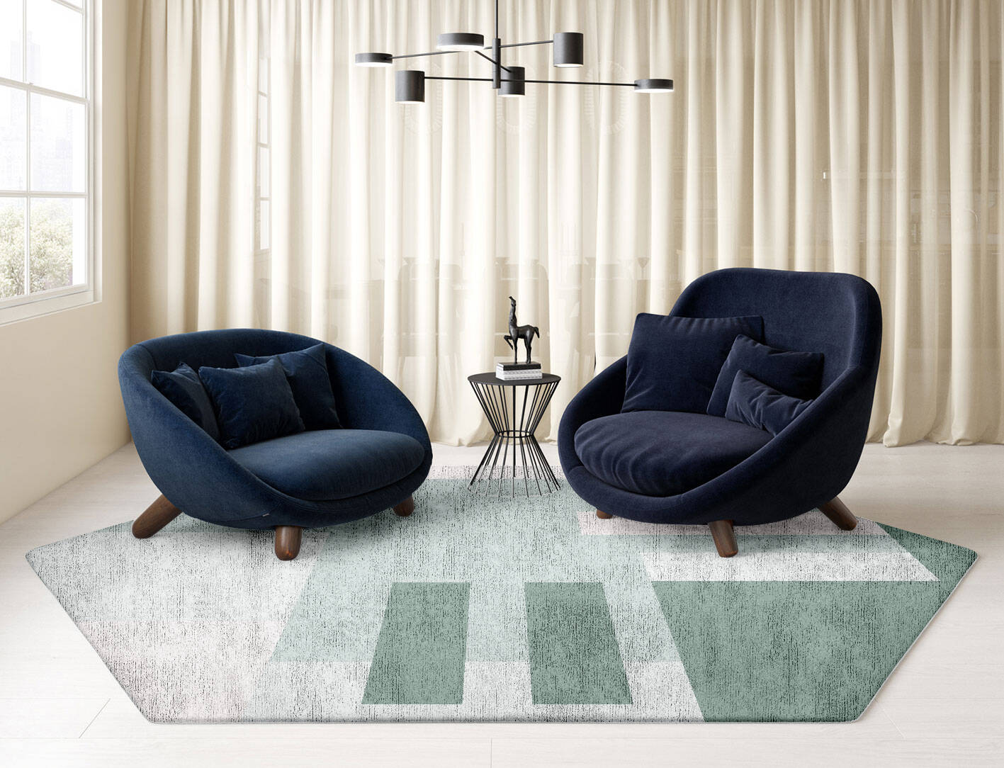 Naz  Hexagon Hand Tufted Bamboo Silk Custom Rug by Rug Artisan