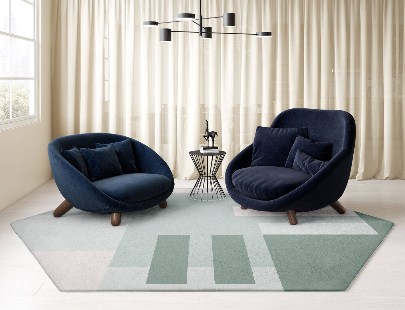 Naz  Hexagon Hand Tufted Pure Wool Custom Rug by Rug Artisan
