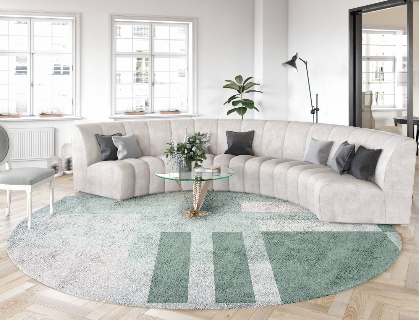 Naz  Round Hand Tufted Bamboo Silk Custom Rug by Rug Artisan