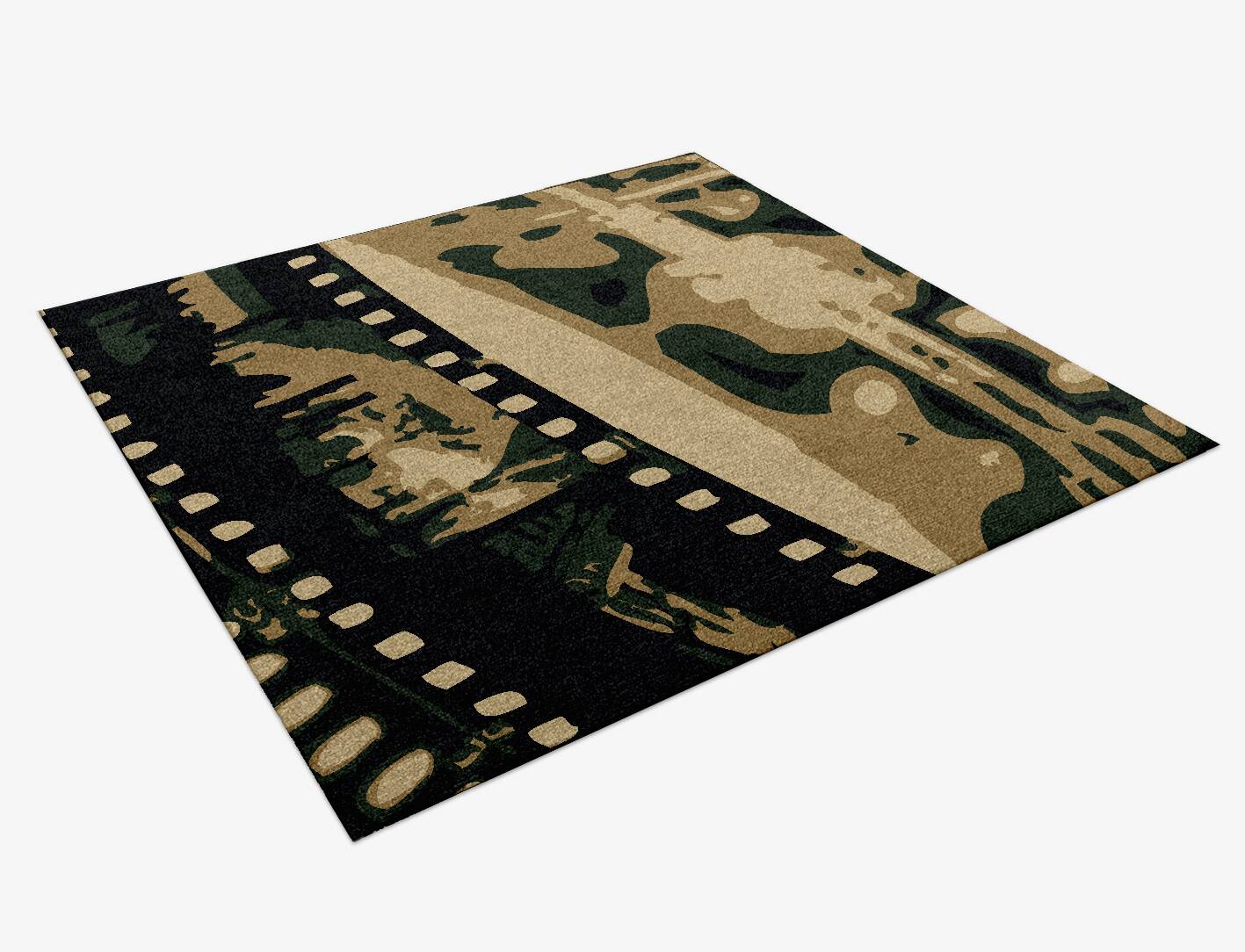 Negative Abstract Square Hand Knotted Tibetan Wool Custom Rug by Rug Artisan