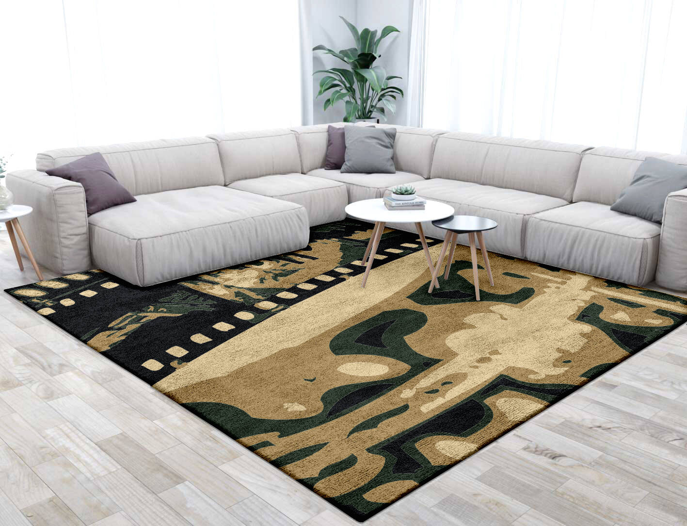Negative Abstract Square Hand Tufted Bamboo Silk Custom Rug by Rug Artisan