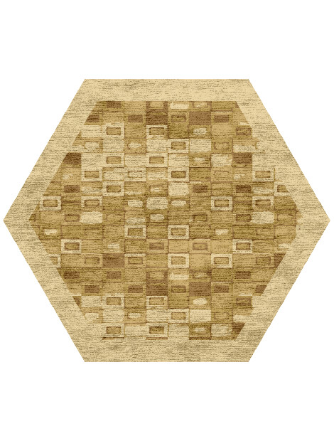 Neolithic Origami Hexagon Hand Knotted Bamboo Silk Custom Rug by Rug Artisan