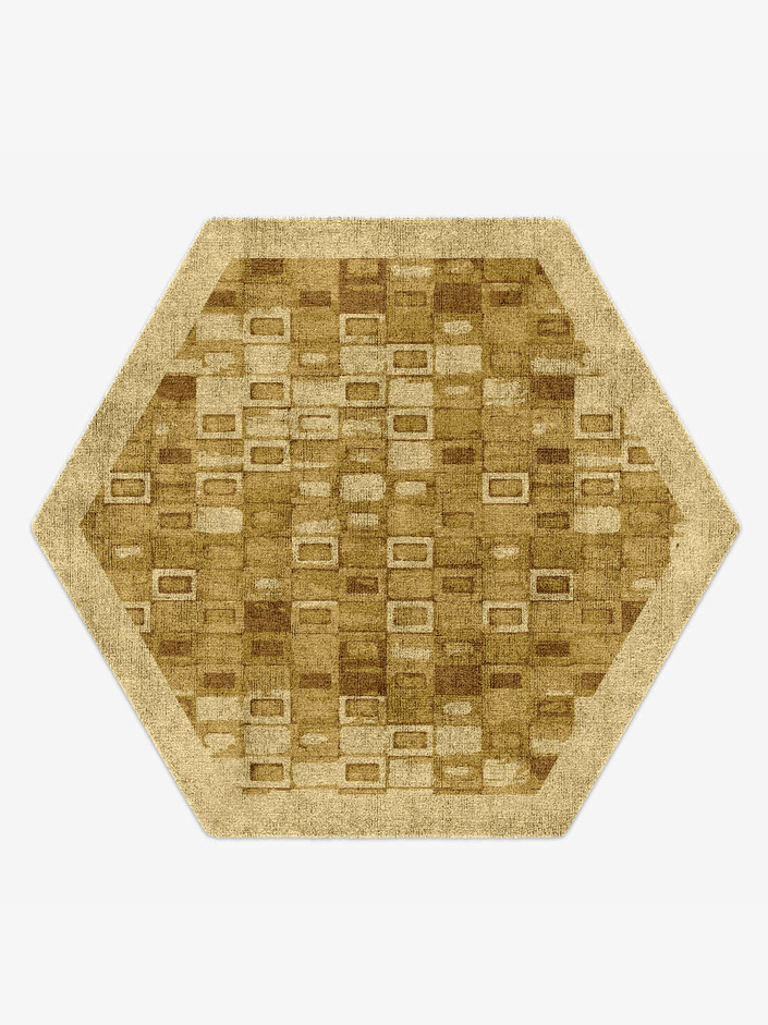 Neolithic Origami Hexagon Hand Knotted Bamboo Silk Custom Rug by Rug Artisan