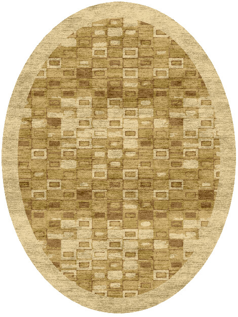 Neolithic Origami Oval Hand Knotted Bamboo Silk Custom Rug by Rug Artisan