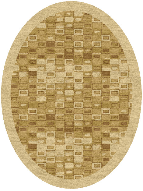 Neolithic Origami Oval Hand Knotted Tibetan Wool Custom Rug by Rug Artisan