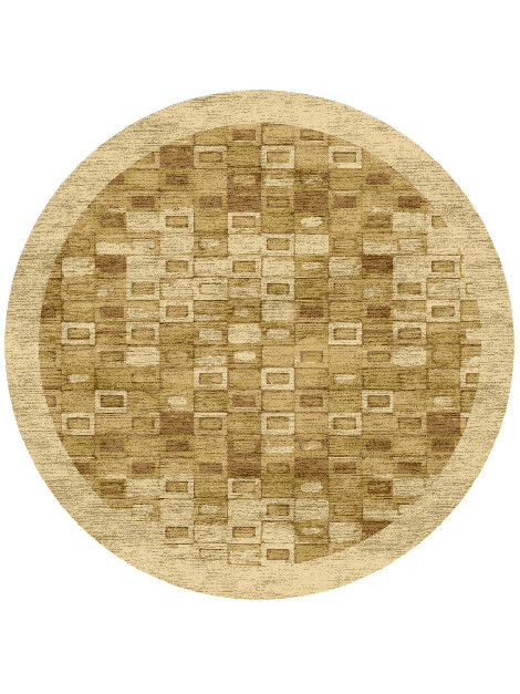 Neolithic Origami Round Hand Knotted Bamboo Silk Custom Rug by Rug Artisan
