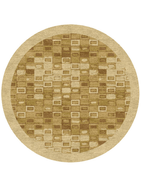 Neolithic Origami Round Hand Knotted Tibetan Wool Custom Rug by Rug Artisan