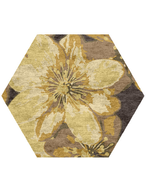 Neon Floral Hexagon Hand Knotted Bamboo Silk Custom Rug by Rug Artisan