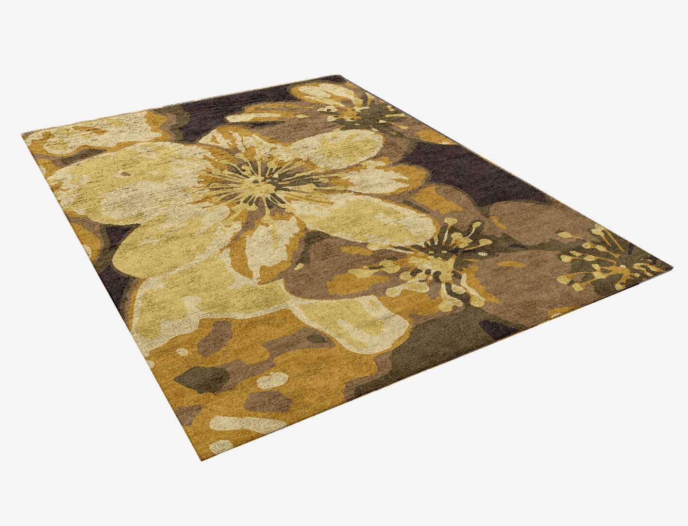 Neon Floral Rectangle Hand Knotted Bamboo Silk Custom Rug by Rug Artisan