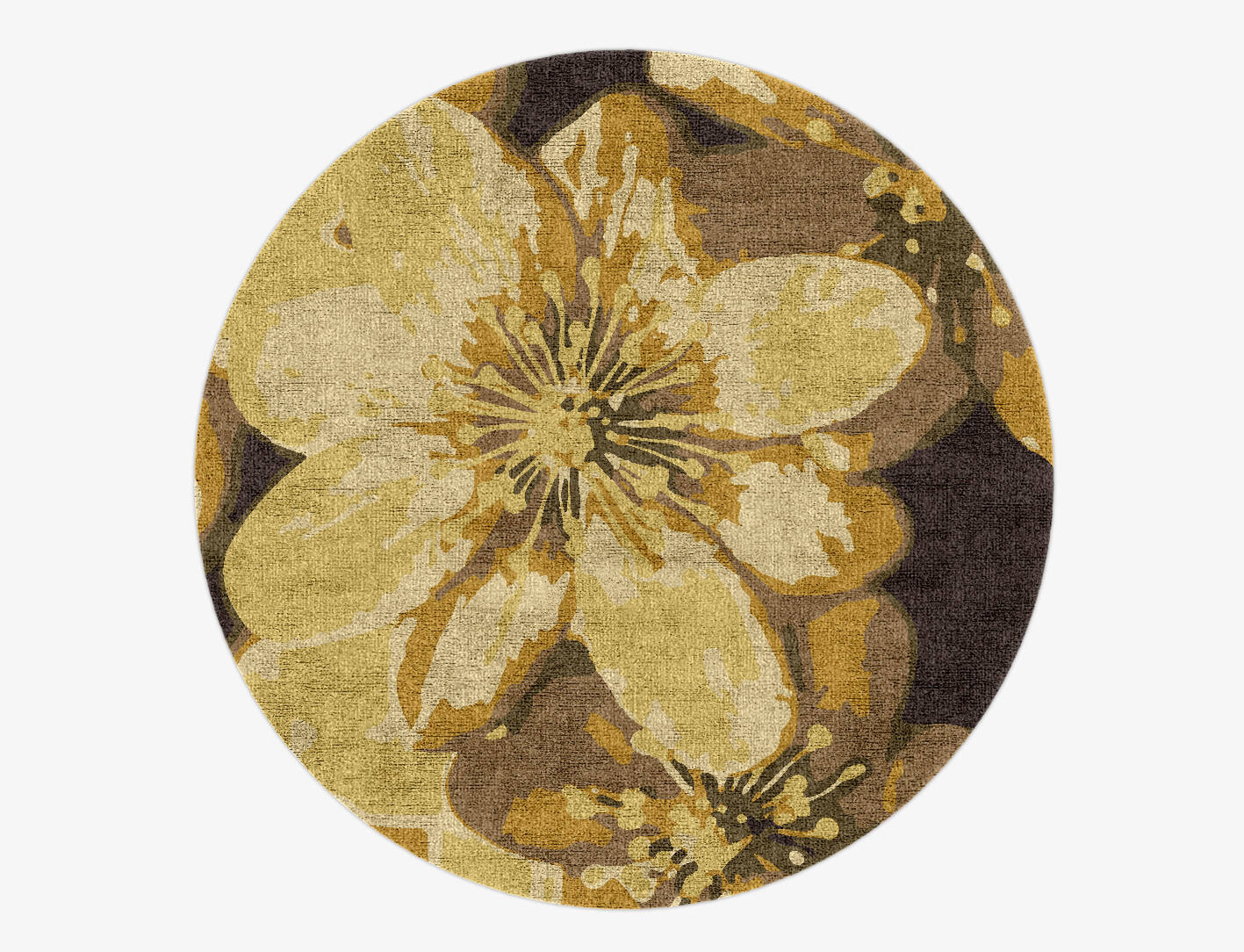 Neon Floral Round Hand Knotted Bamboo Silk Custom Rug by Rug Artisan