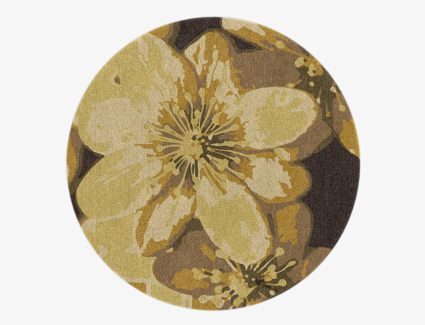 Neon Floral Round Hand Knotted Tibetan Wool Custom Rug by Rug Artisan