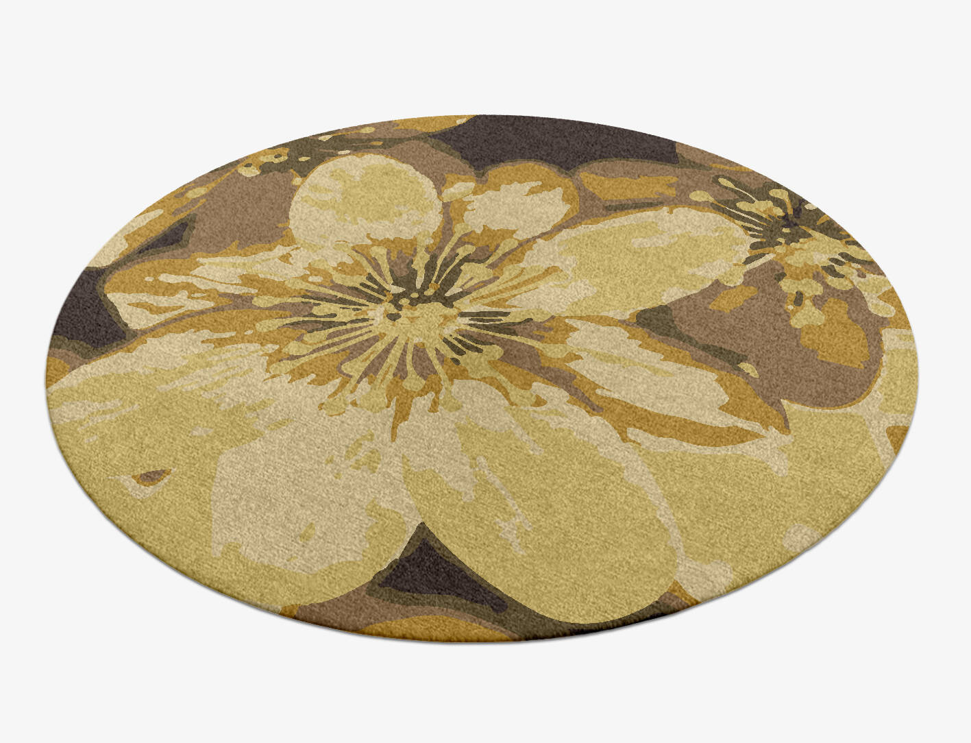 Neon Floral Round Hand Knotted Tibetan Wool Custom Rug by Rug Artisan