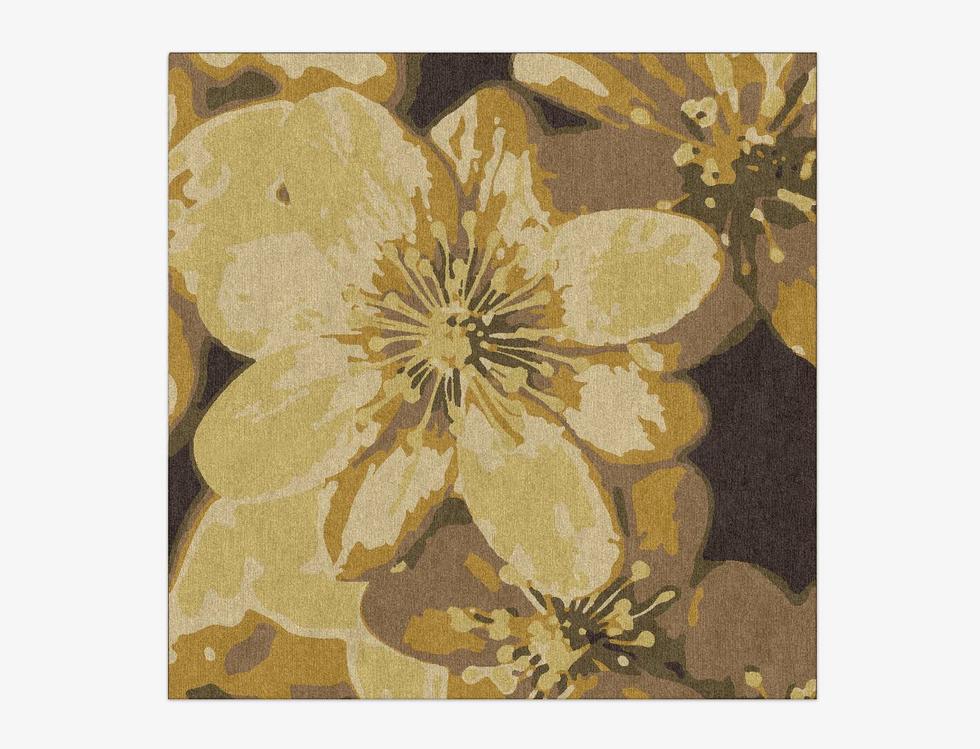 Neon Floral Square Hand Knotted Tibetan Wool Custom Rug by Rug Artisan