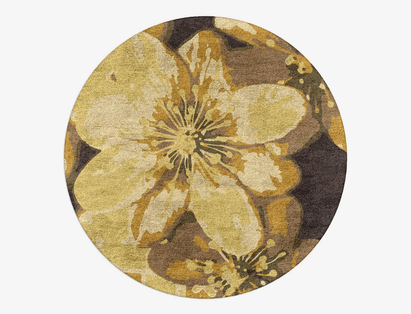 Neon Floral Round Hand Tufted Bamboo Silk Custom Rug by Rug Artisan