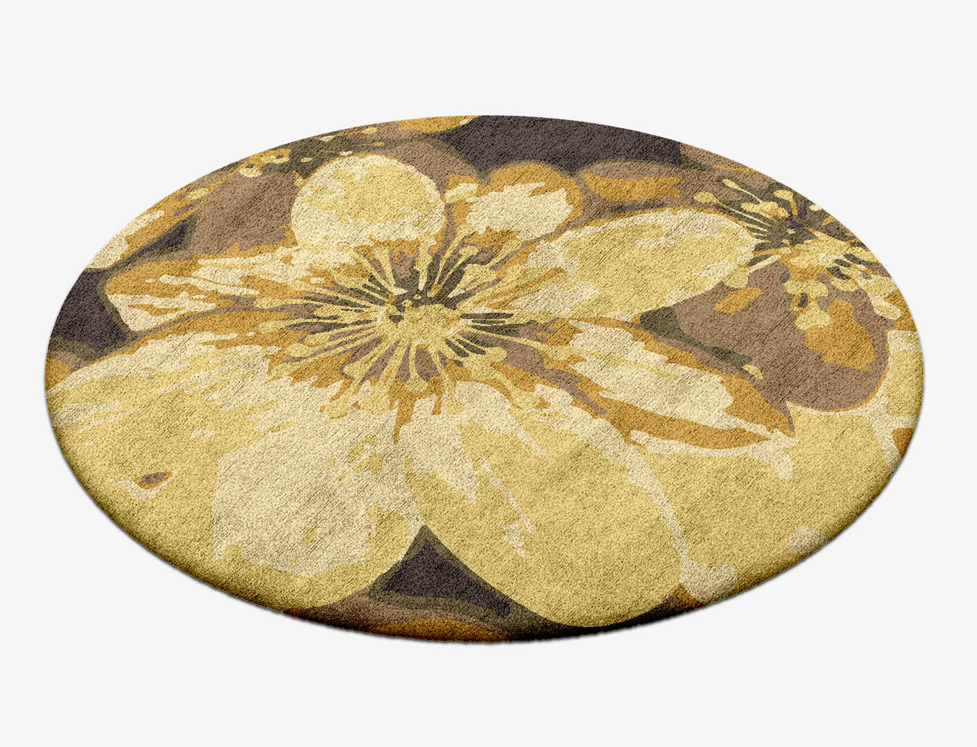 Neon Floral Round Hand Tufted Bamboo Silk Custom Rug by Rug Artisan