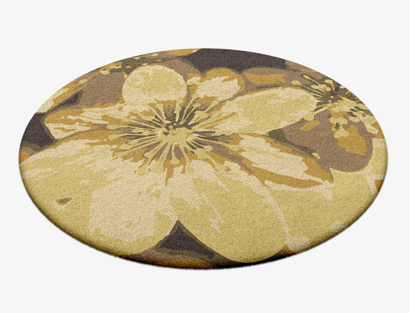 Neon Floral Round Hand Tufted Pure Wool Custom Rug by Rug Artisan