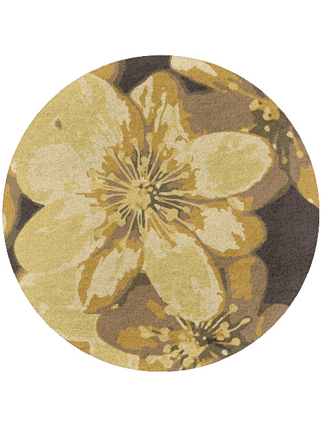 Neon Floral Round Hand Tufted Pure Wool Custom Rug by Rug Artisan