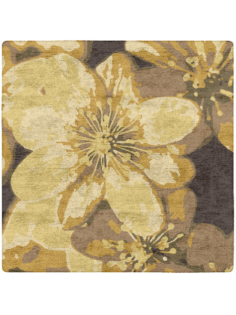 Neon Floral Square Hand Tufted Bamboo Silk Custom Rug by Rug Artisan