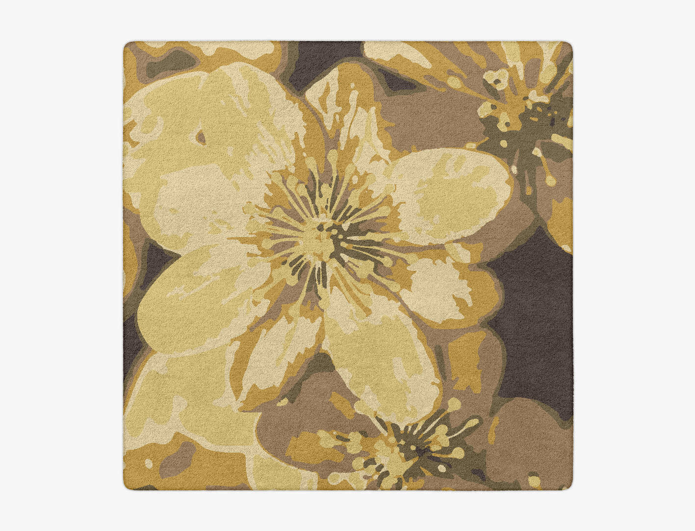 Neon Floral Square Hand Tufted Pure Wool Custom Rug by Rug Artisan