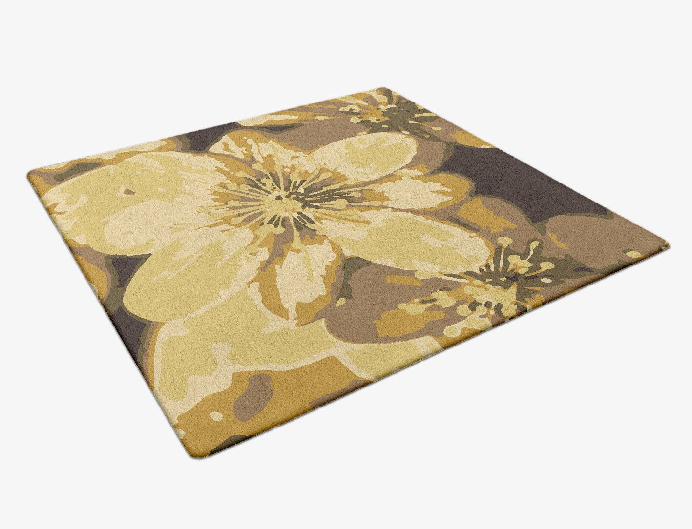 Neon Floral Square Hand Tufted Pure Wool Custom Rug by Rug Artisan