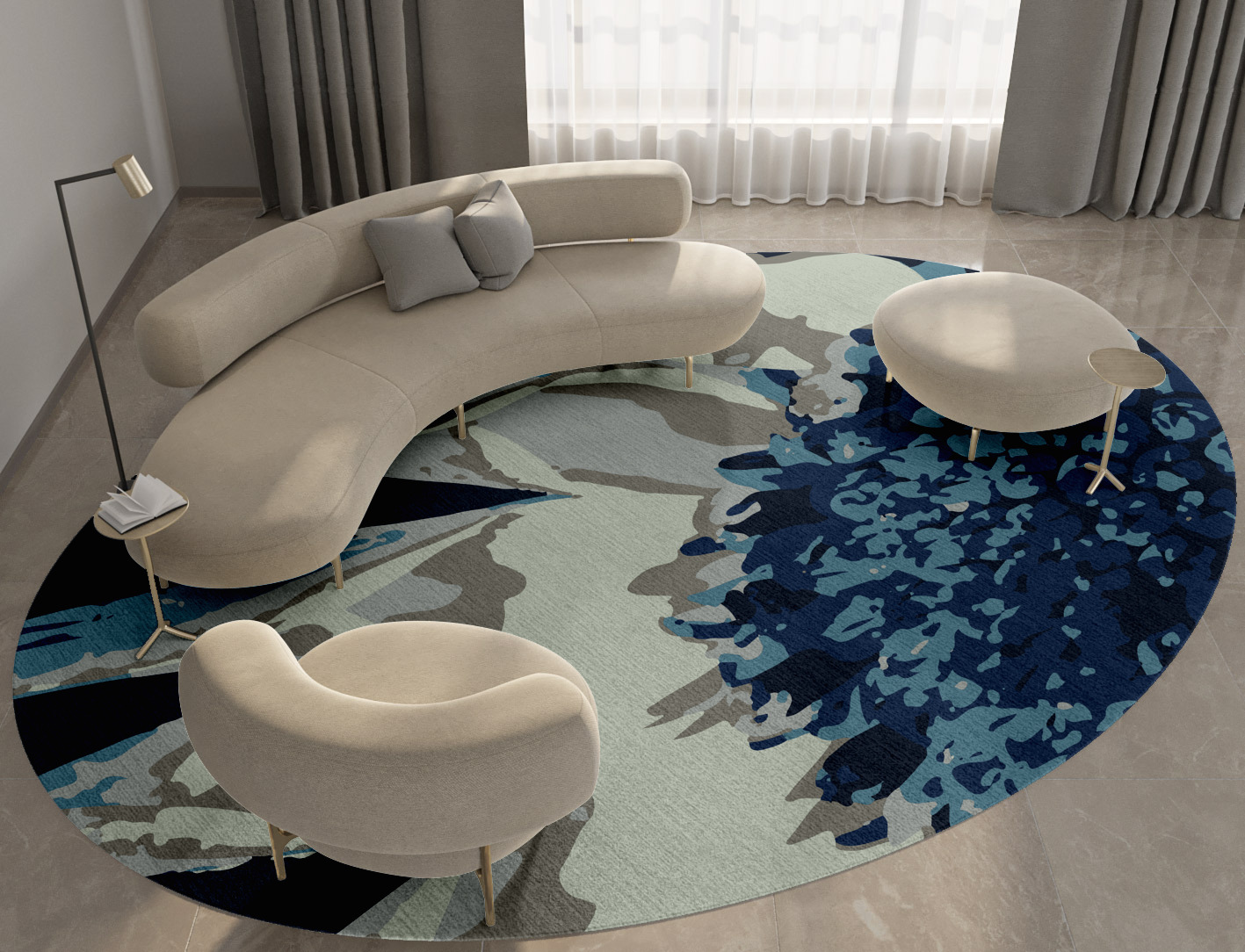 Nightbloom Floral Oval Hand Knotted Tibetan Wool Custom Rug by Rug Artisan