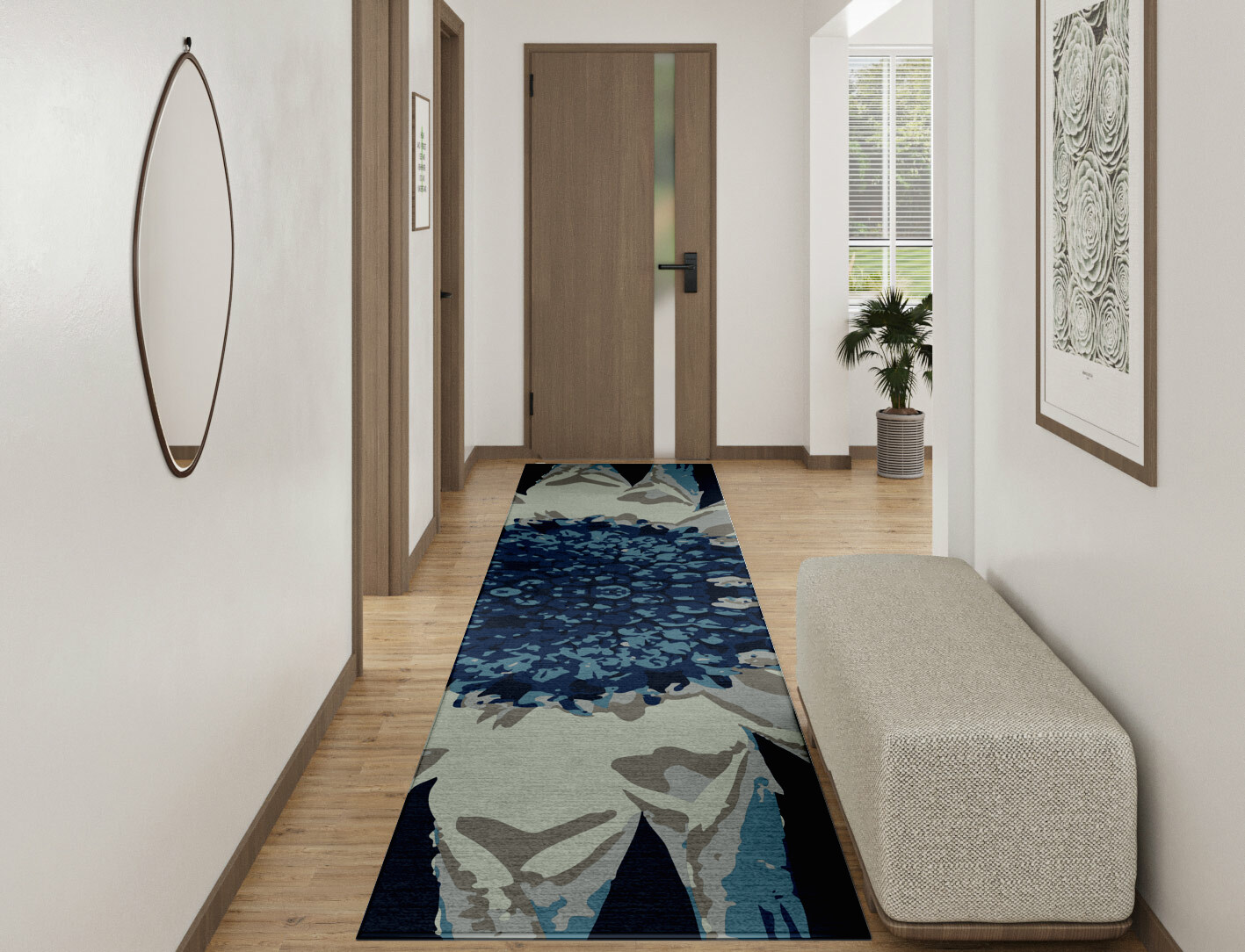 Nightbloom Floral Runner Hand Knotted Tibetan Wool Custom Rug by Rug Artisan