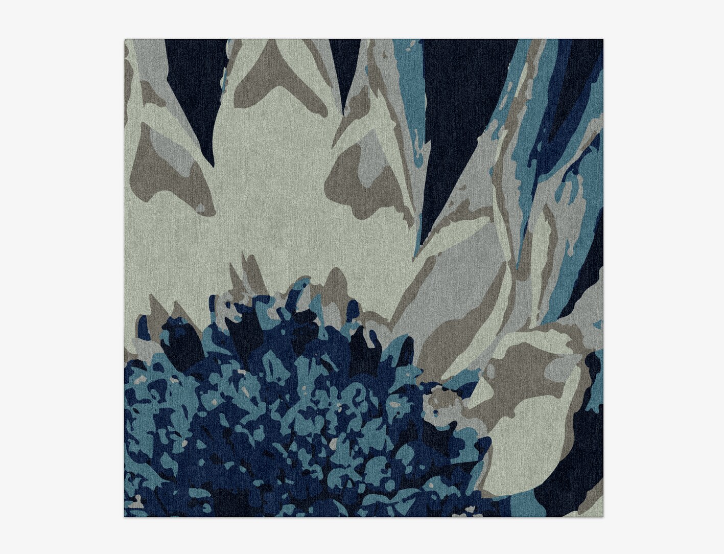 Nightbloom Floral Square Hand Knotted Tibetan Wool Custom Rug by Rug Artisan