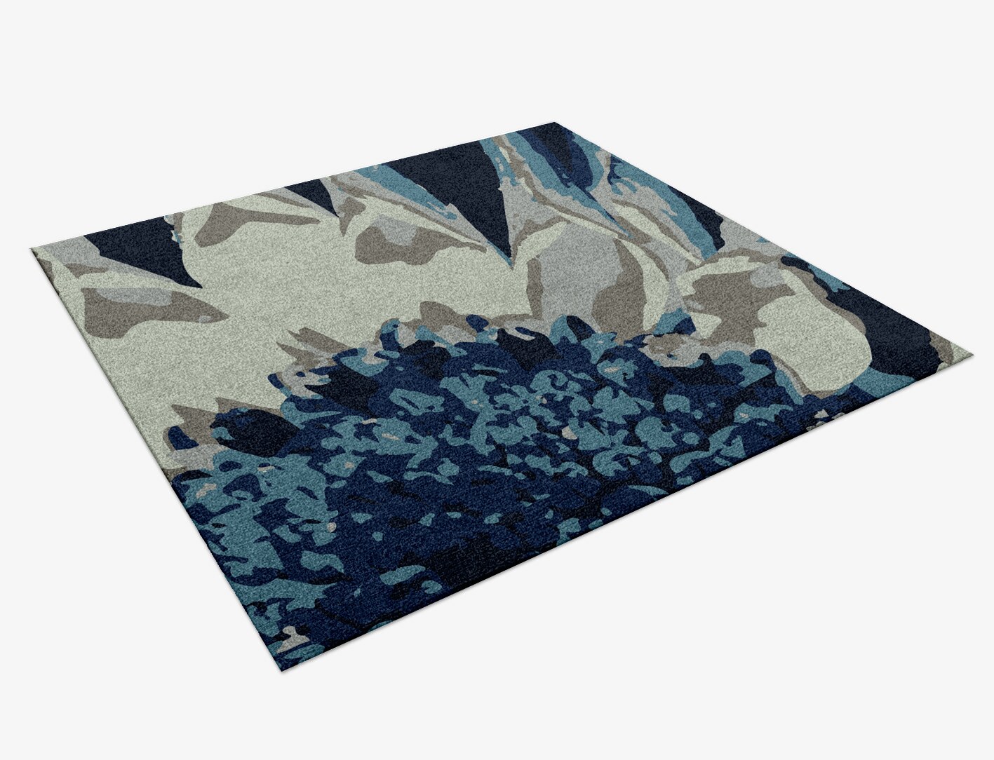 Nightbloom Floral Square Hand Knotted Tibetan Wool Custom Rug by Rug Artisan