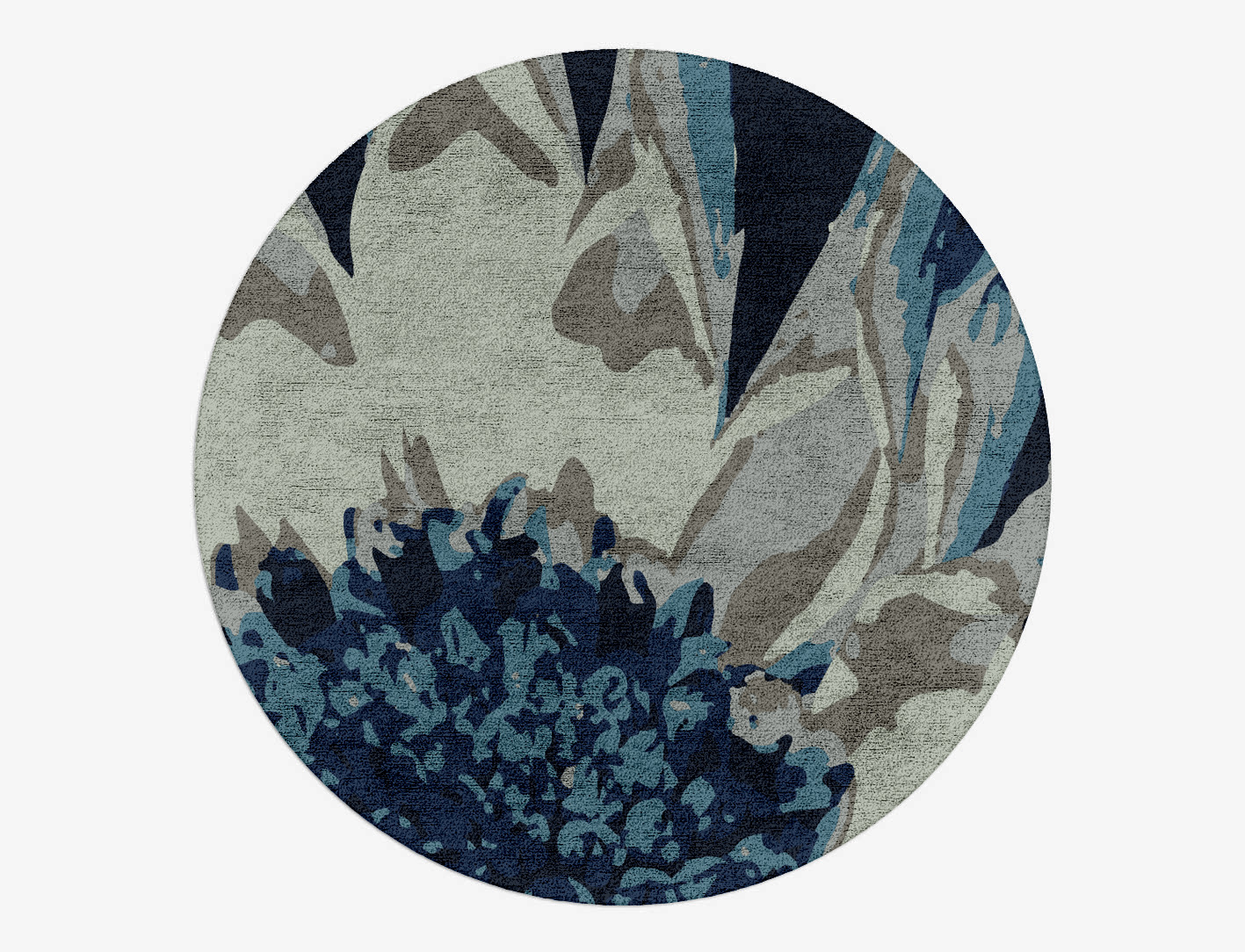 Nightbloom Floral Round Hand Tufted Bamboo Silk Custom Rug by Rug Artisan