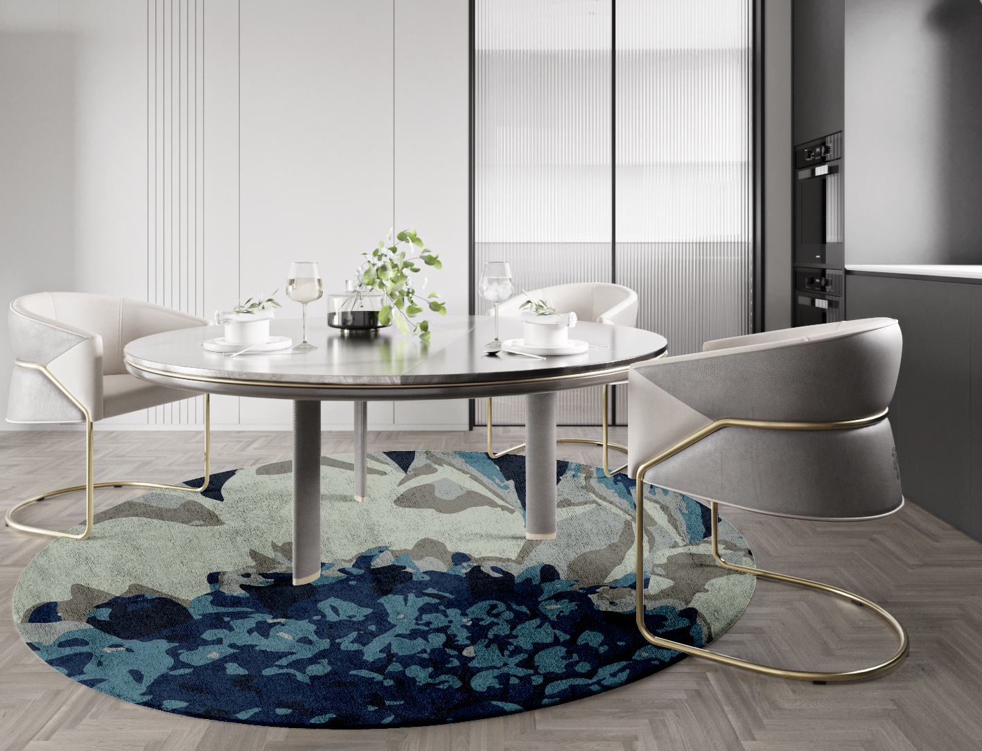 Nightbloom Floral Round Hand Tufted Bamboo Silk Custom Rug by Rug Artisan