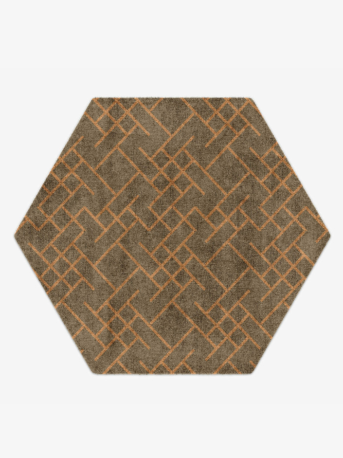 Nirvana Minimalist Hexagon Hand Knotted Bamboo Silk Custom Rug by Rug Artisan