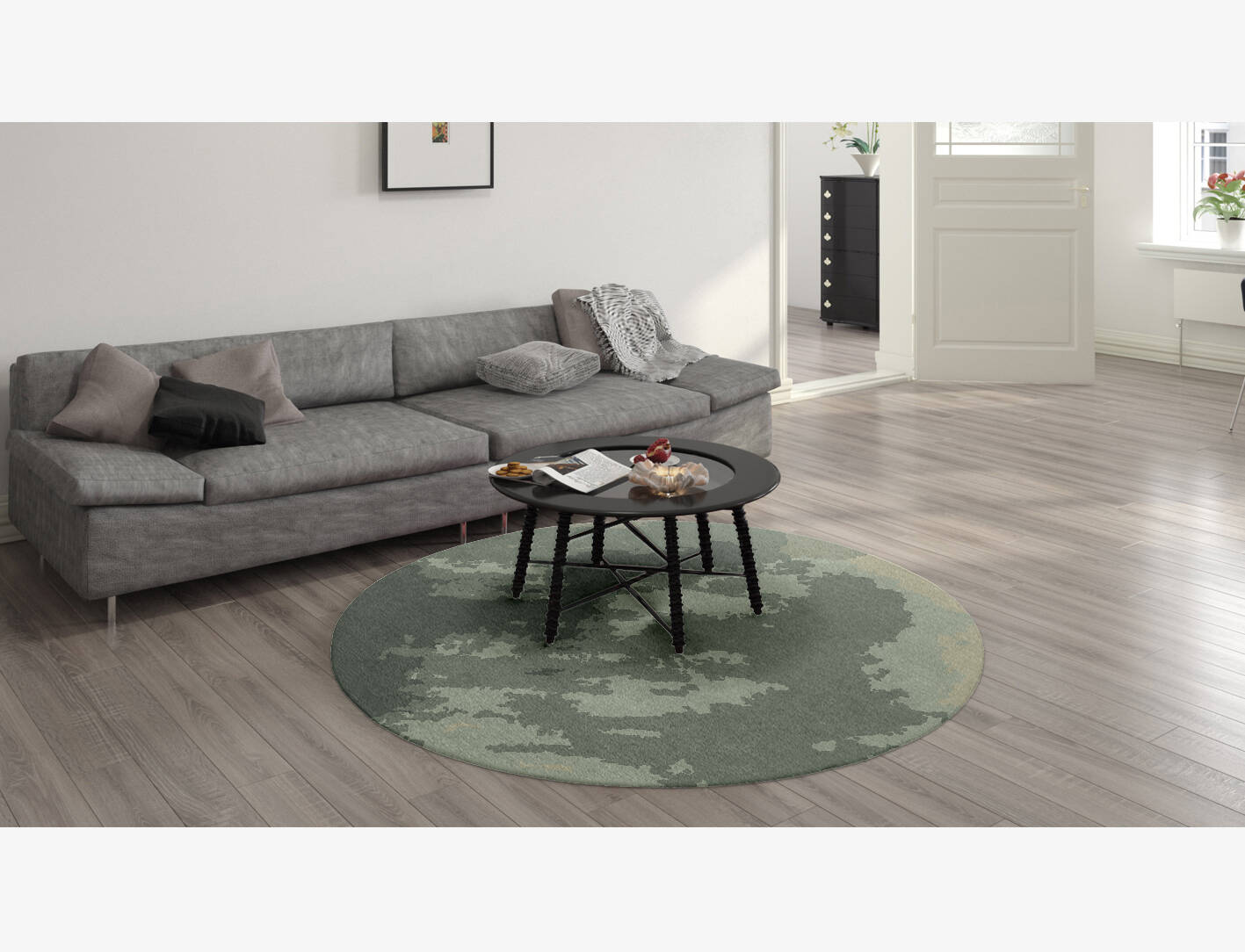 Northern lights Gradation Round Hand Knotted Tibetan Wool Custom Rug by Rug Artisan